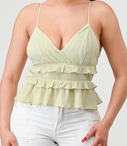 Shelley Crumbled Sweetheart Ruffled Cami Top