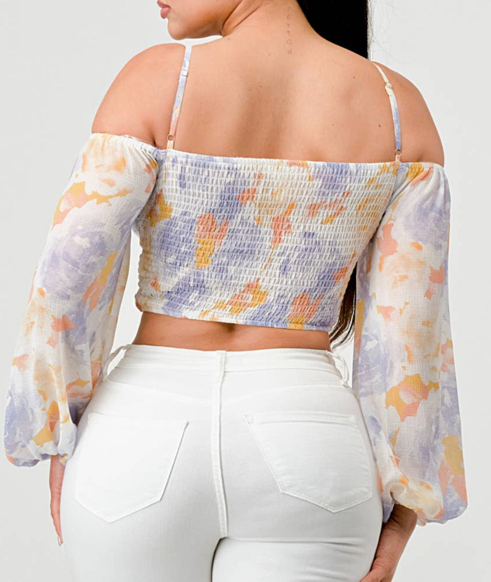 Chloe Watermark Print Off The Shoulder Corset Top