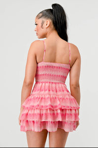 Drea Tie Dye Ruffled Print Dress