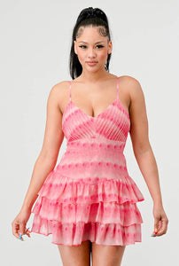 Drea Tie Dye Ruffled Print Dress