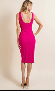 Mia Pleated Bodycon Midi Dress