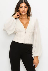 Harper Faux Suede Chiffon Combo Top