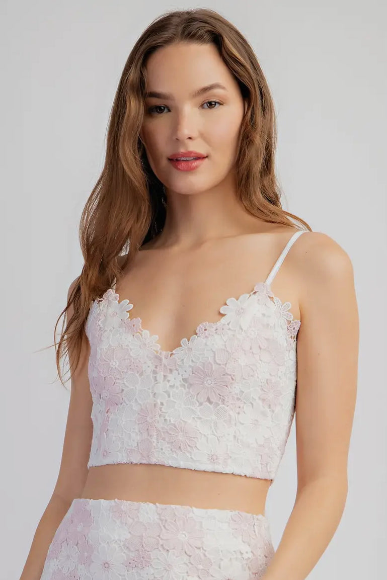 Angelica Two Tone Lace Crop Top