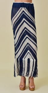Ashlee Resort Beach Chevron Fringed Skirt