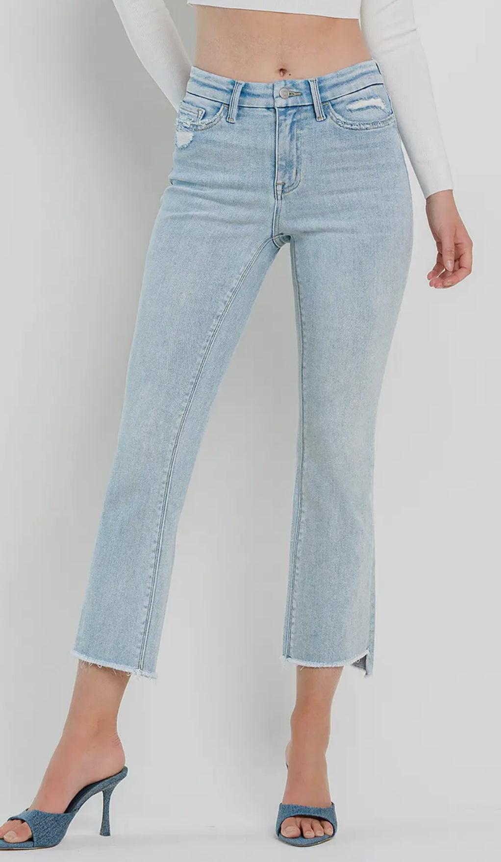 Emma High Rise Slant Raw Hem