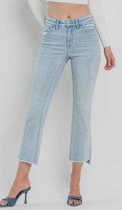 Emma High Rise Slant Raw Hem