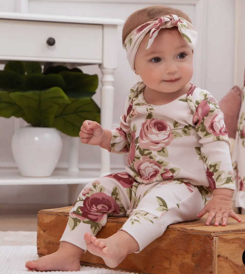 Baby girls cabbage rose romper