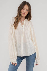 Nora Ruffle Neck Tie Sleeve Top
