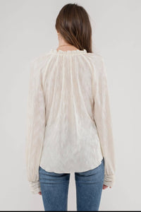 Nora Ruffle Neck Tie Sleeve Top
