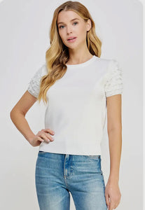 Julieta Lace Short Sleeve Knit Top