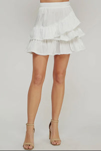 Martina Poplin Ruffle Mini Skirt