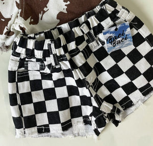 Baci Check Denim Shorts