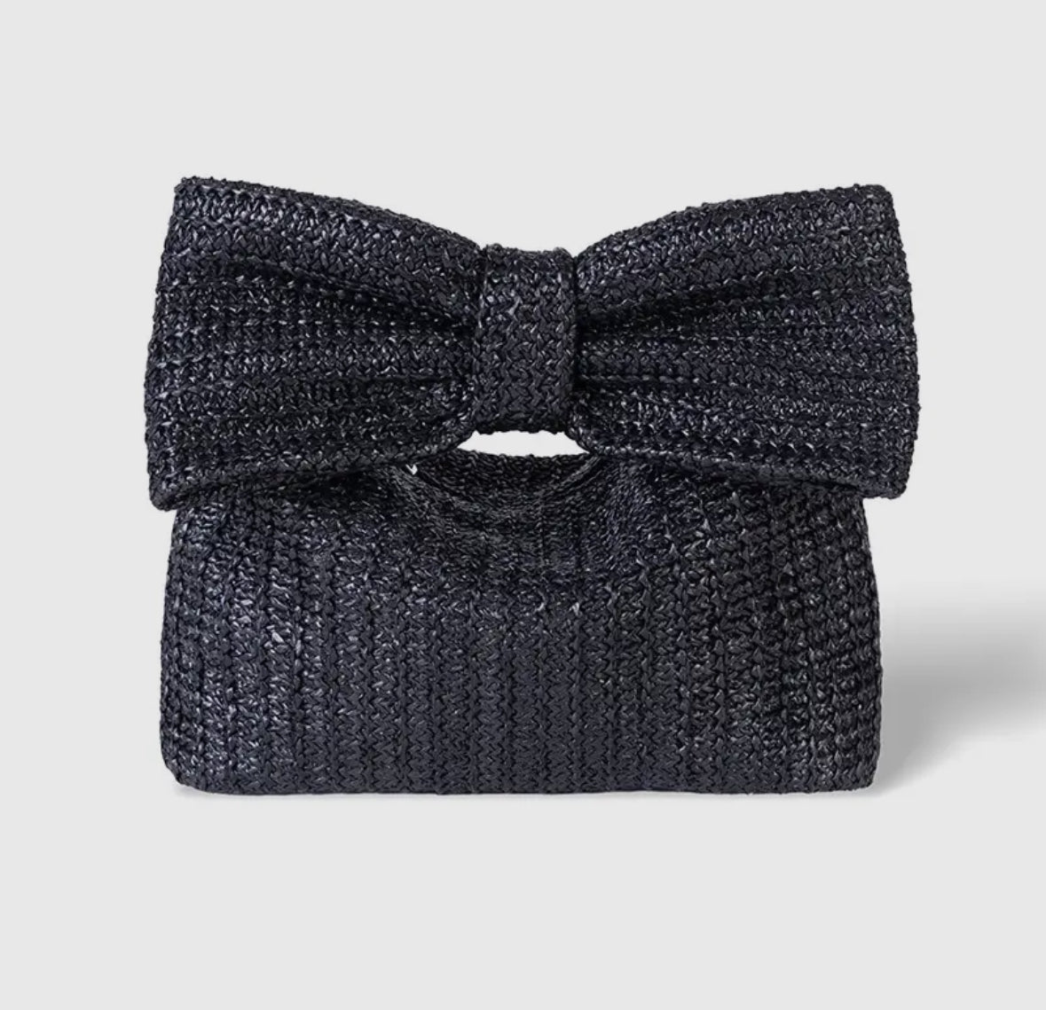 Bow Straw Clutch Handbag
