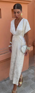 Micola Satin Long Embroidery Dress