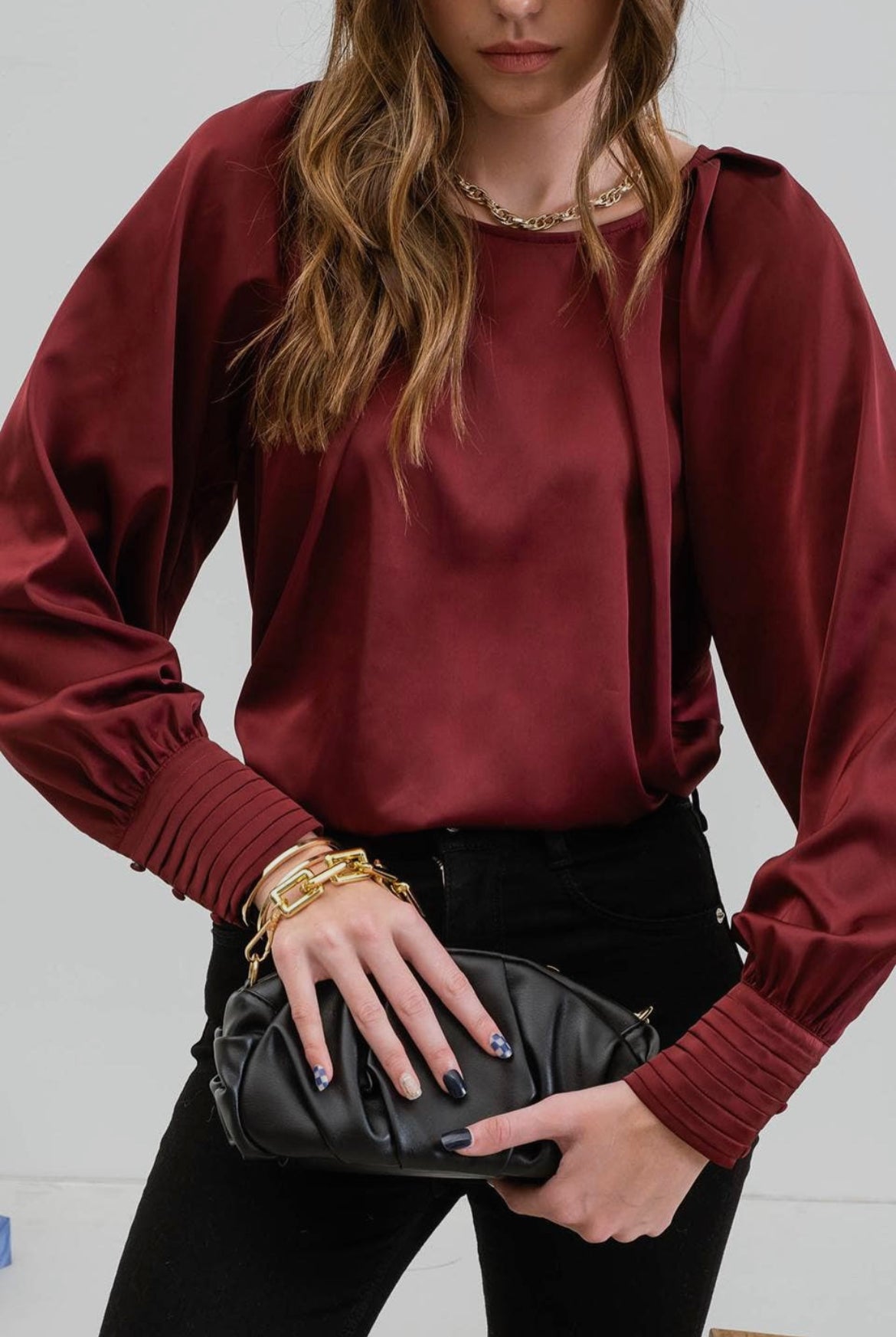 Miranda Buttoned Bishop Sleeve Top