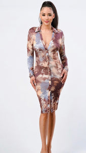 Bella Cosmic Tye Button Down Dress