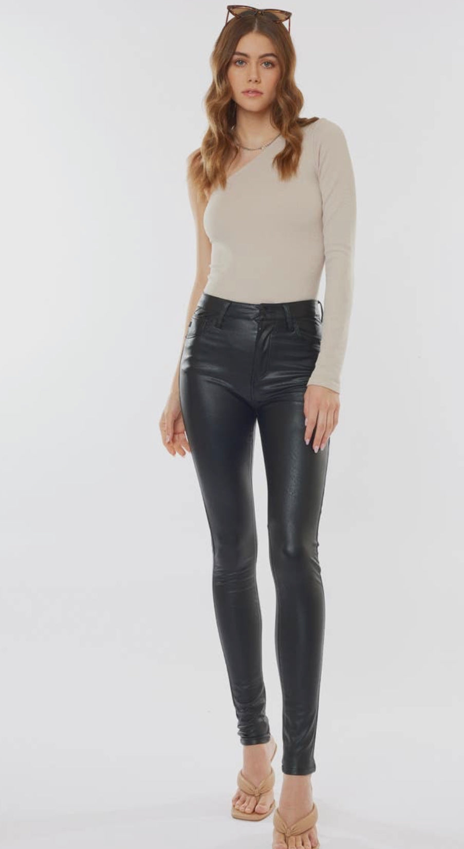 Kan Black Shinny High Rise Jeans