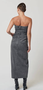 Adalyn Tube Denim Slit Midi Dress