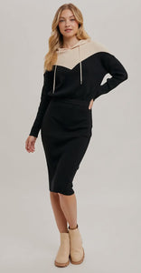 Capri color block midi hoodie dress