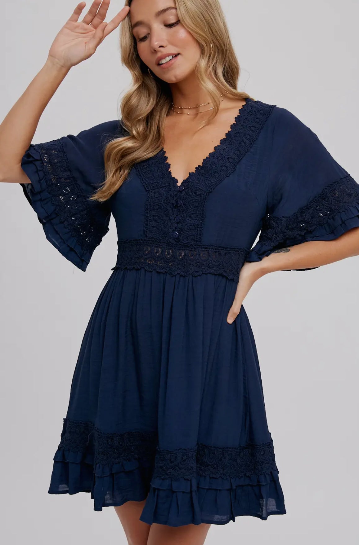 Jena V Neck Lace Dress