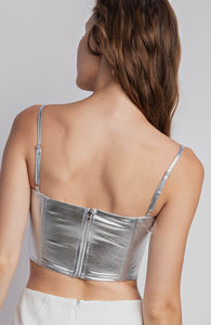 Avery metallic fabric corset top