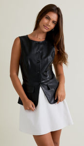 Enid Sleeveless Round Mini Dress