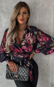 Karen Wrap Rose Blouse