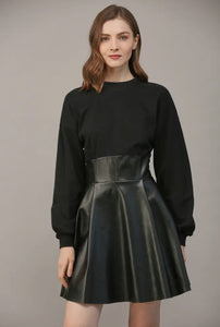Lola Mixed Corset Waist Faux Leather Dress