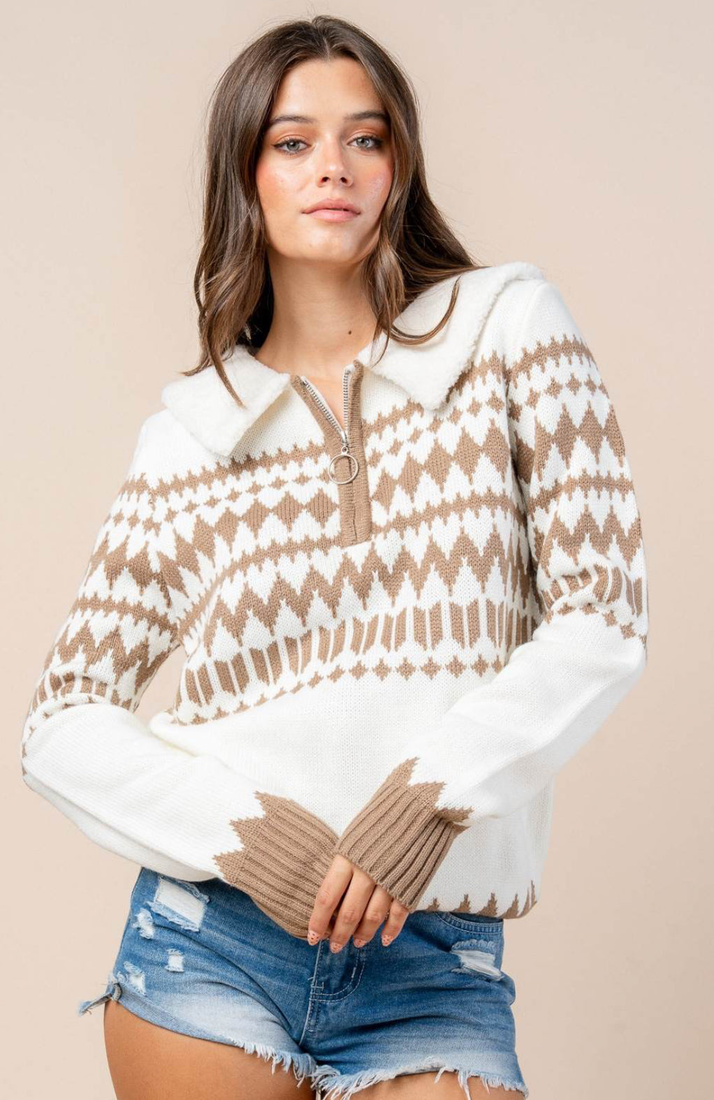 Aztek Long Sweater with Fur