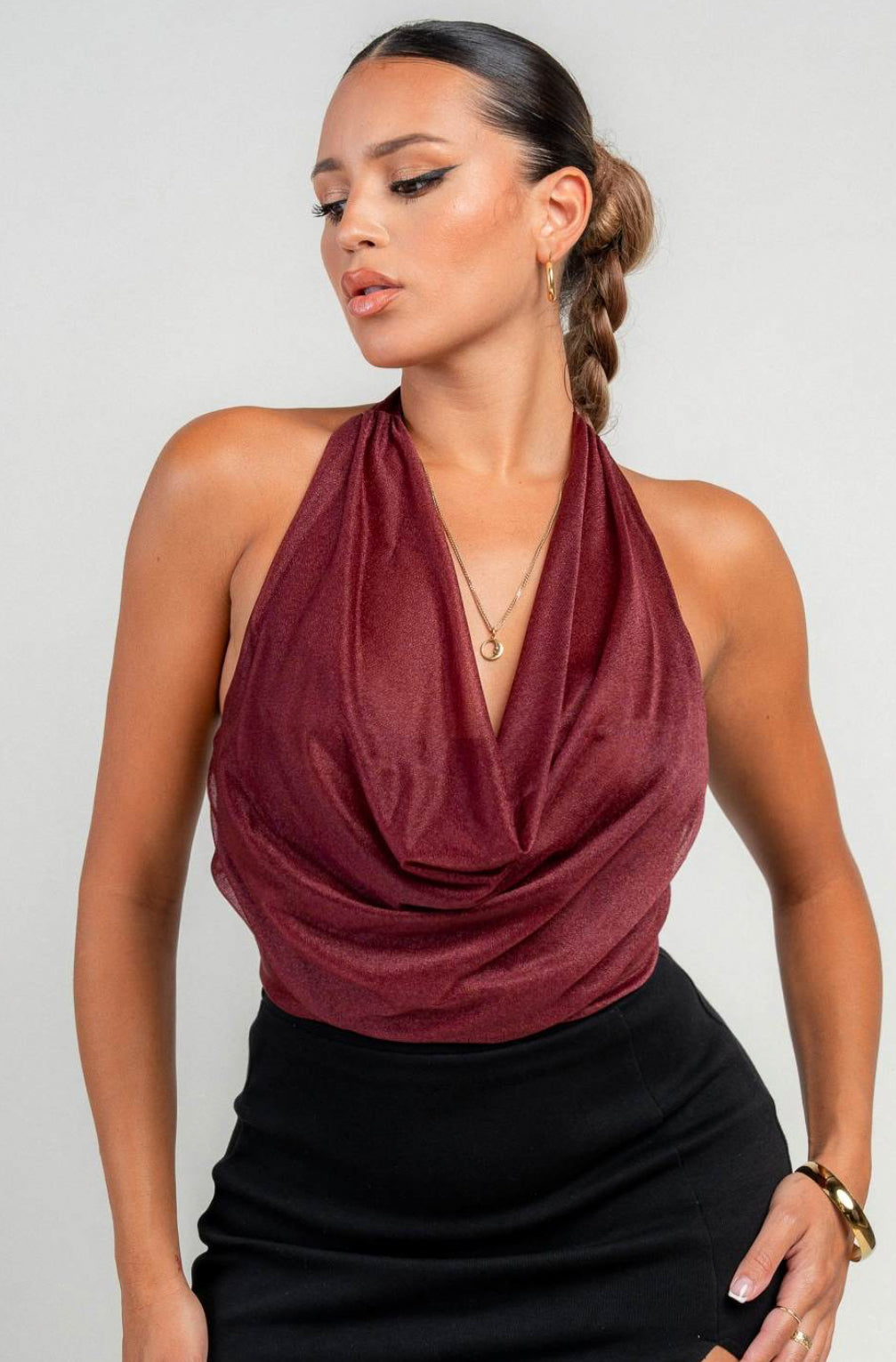 Rayna Crowl Neck Halter Bodysuit