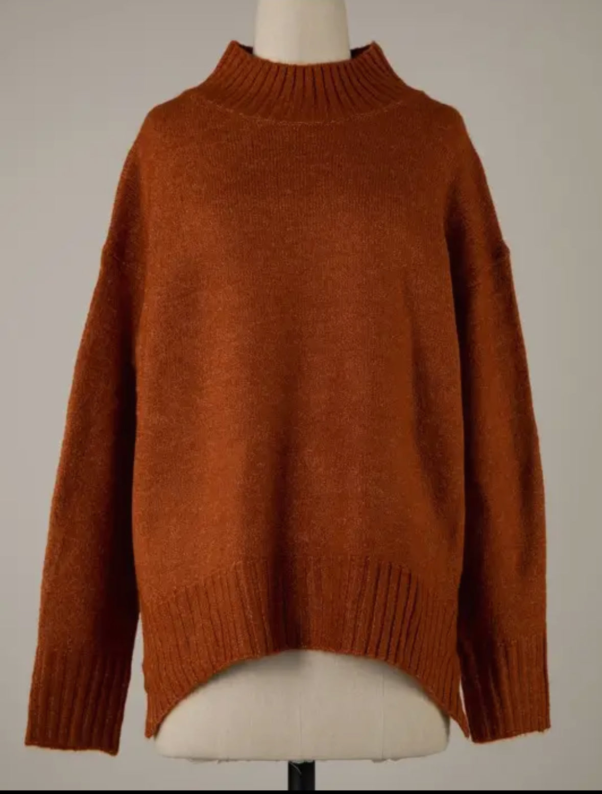 Natalie Mock Neck Taupe Sweater