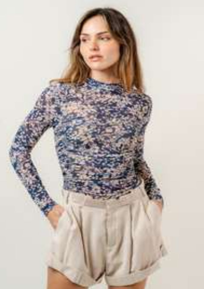 Shelby Floral Turtleneck rushed Bodysuit