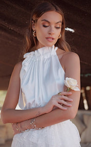 Allie Satin Top With Bow