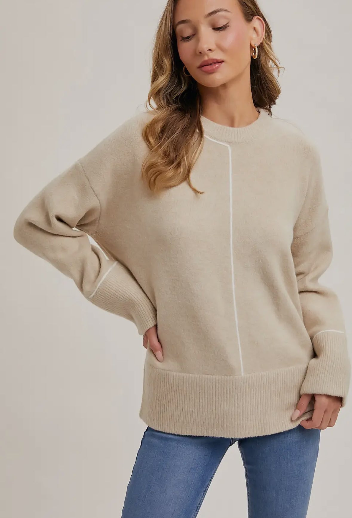 Wanda line Detail Crew Sweater