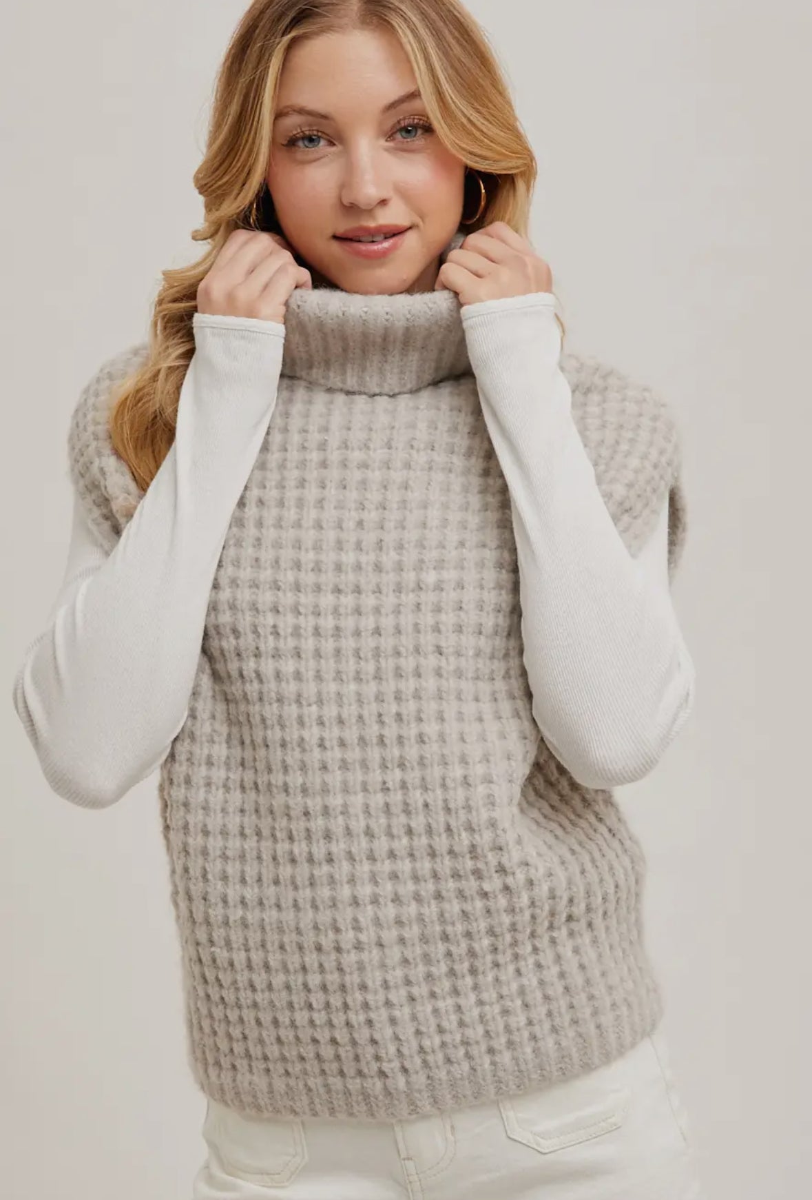 Kelly Turtleneck Waffle Knit Sweater
