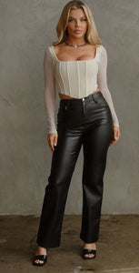 Serena Vegan Leather Straight Pants