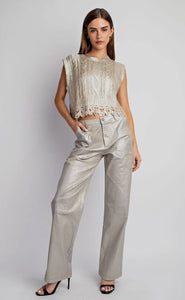 Michaela Foiled Twill Fabric Cargo Pants