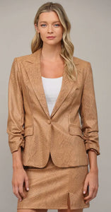 Krista Animal Print Faux Leather Blazer