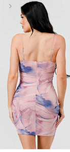 Layla Marble Print Crowl Neck Dress