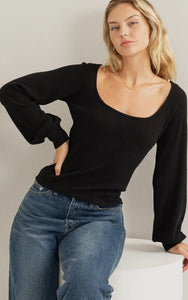 Sandra Sweater Neck Balloon Sleeve Top