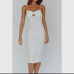 Saint Bow Detail Mesh Midi Dress