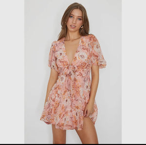 Genesis Floral Print V Neck Mini Dress