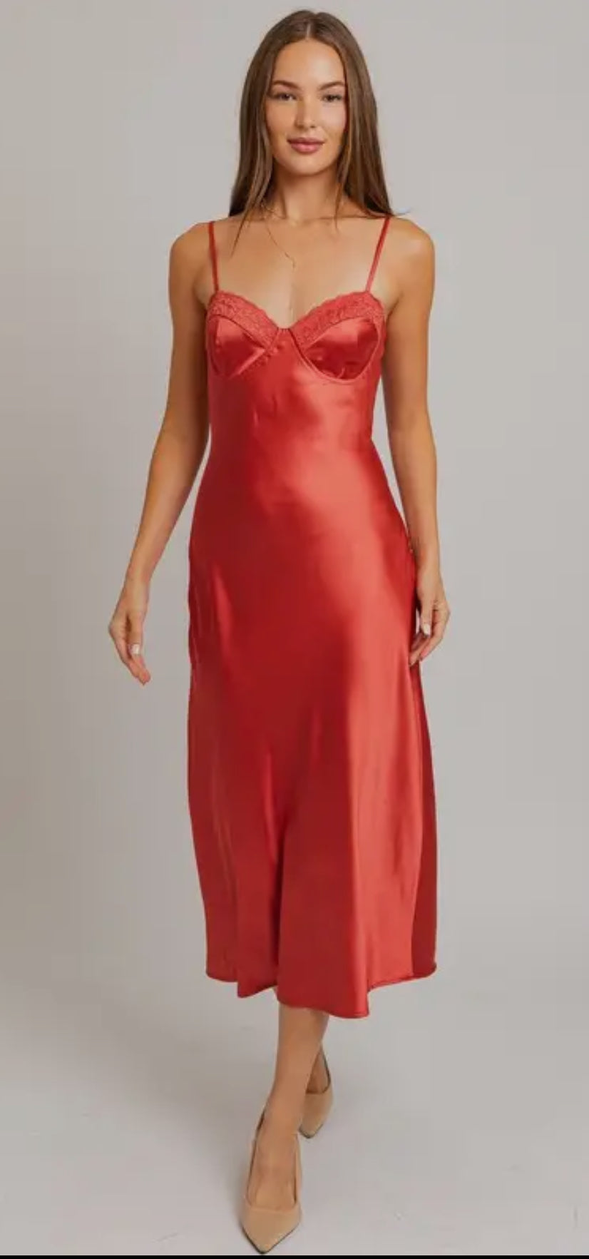 Arlette Lace Trim Midi Dress