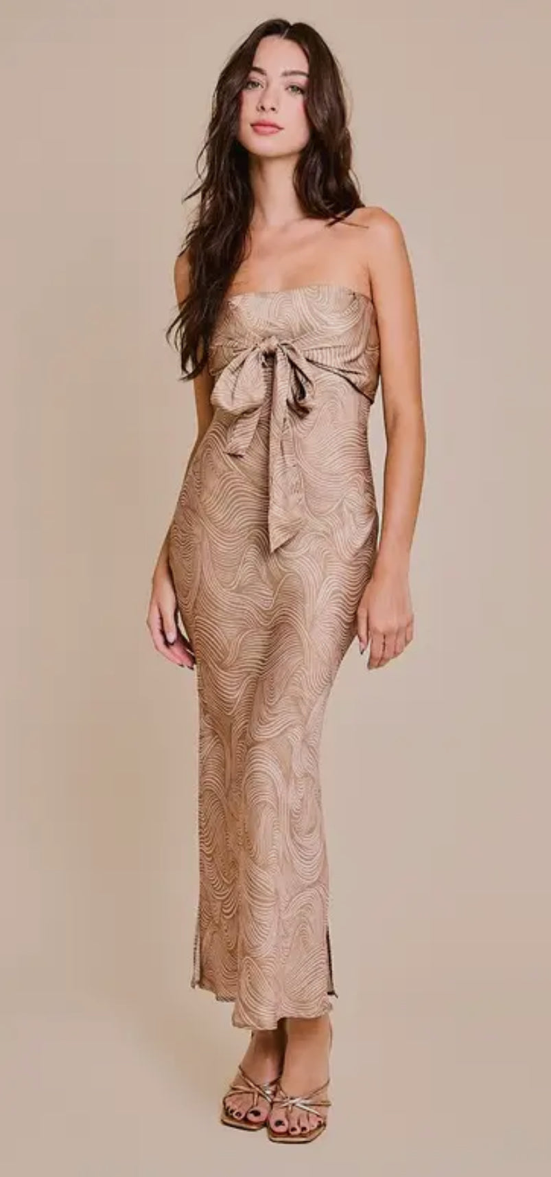 Bibiana Strapless Tie Bias Cut Dress