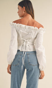 Jasmine Off Shoulder Ruffle Top W back lace up