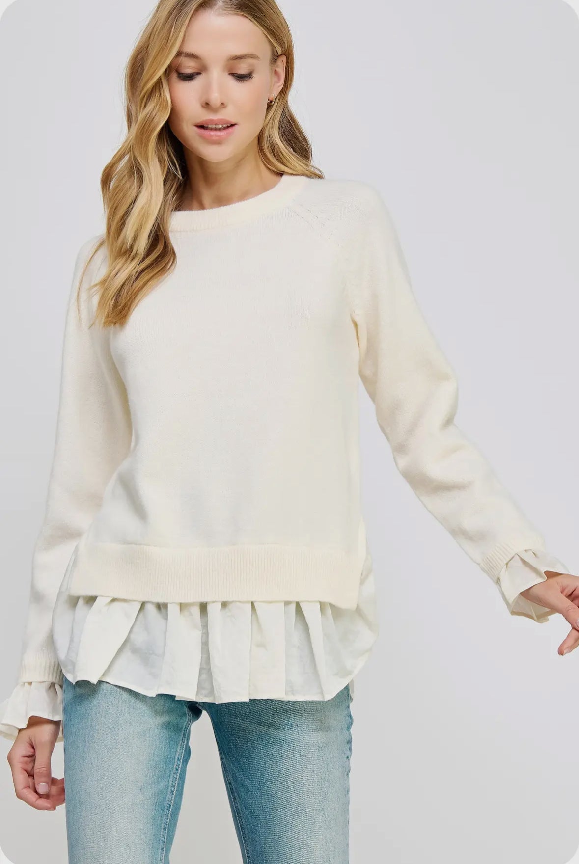 Brynlyn Ruffled Organza Knit Sweater