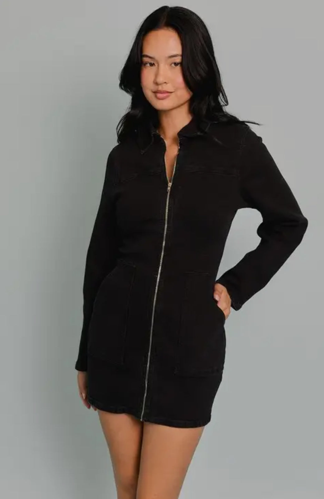 Celine Long Sleeve Denim Mini Dress