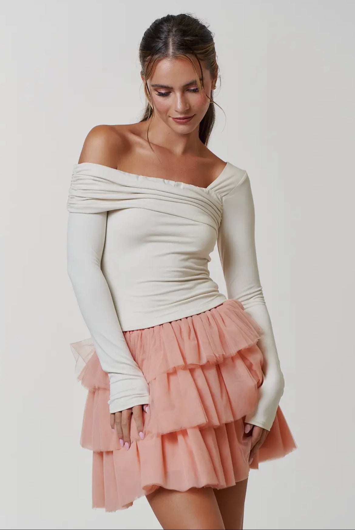 Tiana Asymmetrical Off Shoulder Fold Over