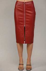 Dana Front Zip Closure Faux Leather Skirt