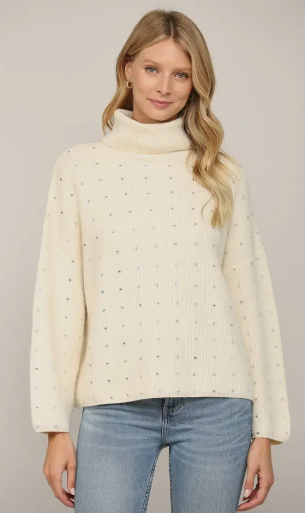 Robin Embellished Rhinestone Turtle Neck